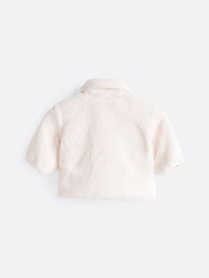 giacca reversibile in sherpa rosa da neonato tommy hilfiger