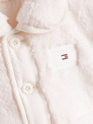 giacca reversibile in sherpa rosa da neonato tommy hilfiger