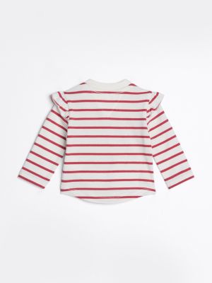 rot gestreiftes langarmshirt mit rüschen für neugeborene - tommy hilfiger