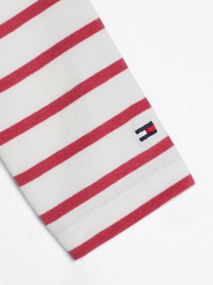rot gestreiftes langarmshirt mit rüschen für neugeborene - tommy hilfiger