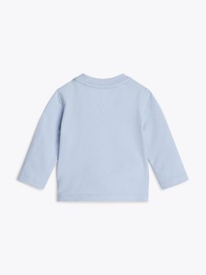 blue crew neck long sleeve t-shirt for newborn tommy hilfiger