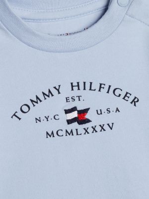 t-shirt a maniche lunghe con logo blu da neonato tommy hilfiger