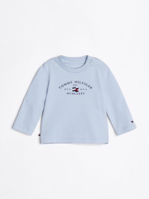 blue crew neck long sleeve t-shirt for newborn tommy hilfiger