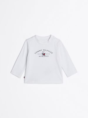 t-shirt à manches longues et col ras-du-cou blanc pour nouveau-né tommy hilfiger