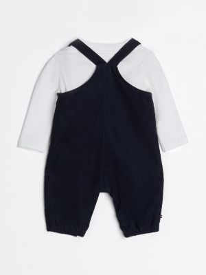 blue corduroy dungarees set for newborn tommy hilfiger