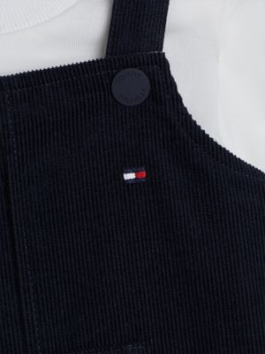 blue corduroy dungarees set for newborn tommy hilfiger