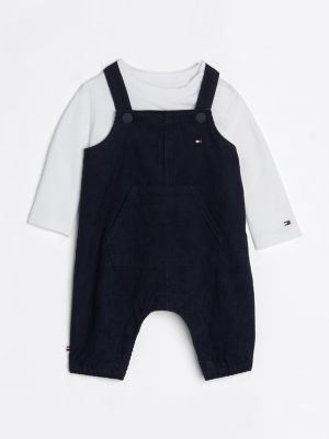 blue corduroy dungarees set for newborn tommy hilfiger