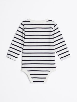 body a righe e maniche lunghe bianco da neonato tommy hilfiger