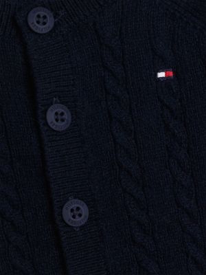 blue cable knit three-piece gift set for newborn tommy hilfiger