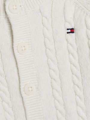 white cable knit three-piece gift set for newborn tommy hilfiger