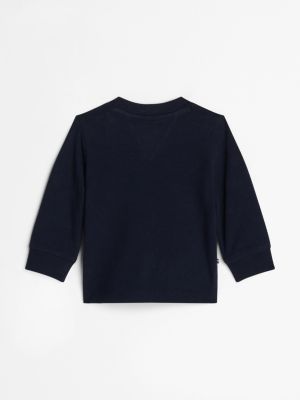 blue flocked logo long sleeve t-shirt for newborn tommy hilfiger