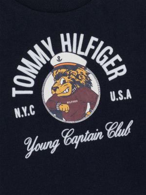 blue flocked logo long sleeve t-shirt for newborn tommy hilfiger