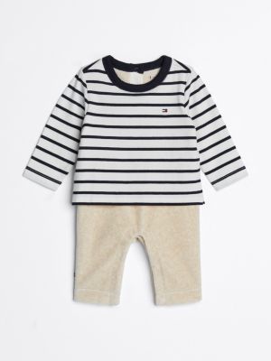 tuta intera a righe white da neonato tommy hilfiger