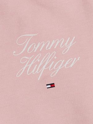 completo felpa e joggers con logo rosa da neonato tommy hilfiger