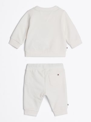 white logo sweatshirt and joggers set for newborn tommy hilfiger