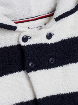 black stripe textured knit button hoody for newborn tommy hilfiger