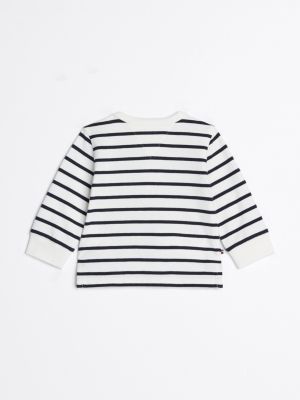 t-shirt a maniche lunghe con collo henley bianco da neonato tommy hilfiger