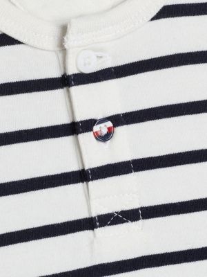 white breton stripe henley long sleeve t-shirt for newborn tommy hilfiger