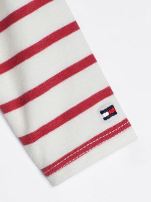 pink breton stripe long sleeve bodysuit for newborn tommy hilfiger