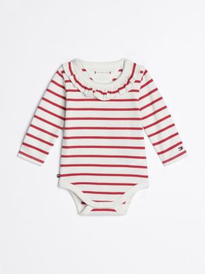 body a maniche lunghe con motivo a righe pink da neonato tommy hilfiger