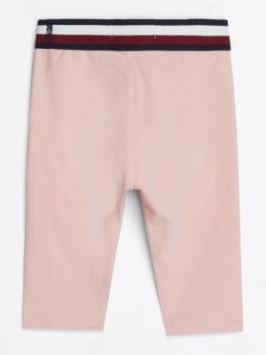 leggings lunghi con bandierina rosa da neonato tommy hilfiger