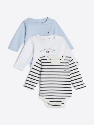 multi 3-pack long sleeve bodysuit gift set for newborn tommy hilfiger