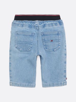 blue flag embroidery elasticated waist jeans for  