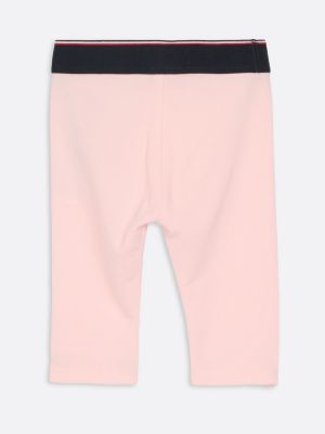 leggings con fascia iconica in vita rosa da neonato tommy hilfiger