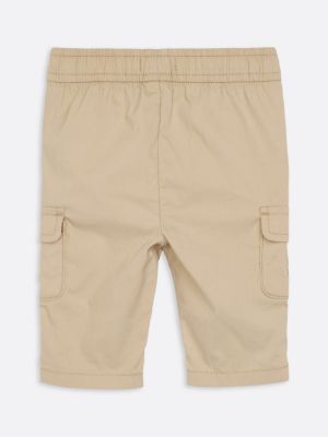 khaki flag embroidery cargo trousers for newborn tommy hilfiger