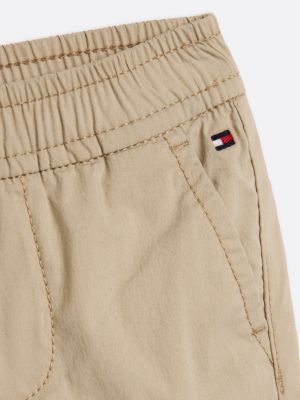 khaki flag embroidery cargo trousers for newborn tommy hilfiger