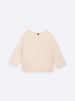 cardigan en maille torsadée beige pour nouveau-né tommy hilfiger