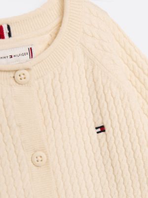 cardigan en maille torsadée beige pour nouveau-né tommy hilfiger