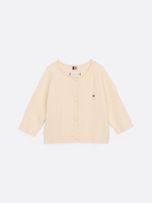 cardigan en maille torsadée beige pour nouveau-né tommy hilfiger