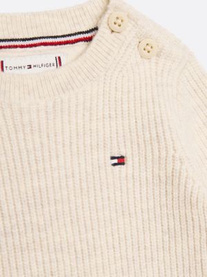 white rib-knit crew neck jumper for newborn tommy hilfiger