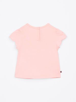 rosa t-shirt mit gerüschten ärmeln für neugeborene - tommy hilfiger