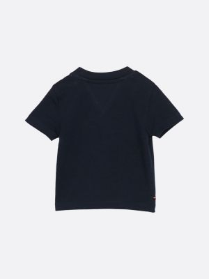 blau t-shirt mit logo und rundhalsausschnitt für neugeborene - tommy hilfiger