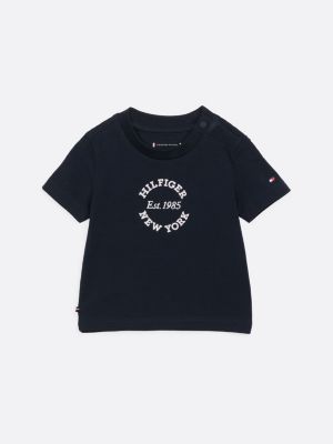 blue logo crew neck t-shirt for newborn tommy hilfiger