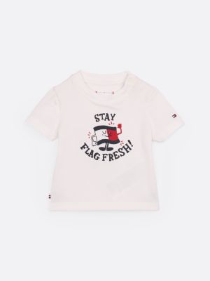 white t-shirt met ronde hals en logo voor baby's - tommy hilfiger