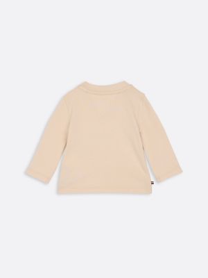 khaki 1985 collection longsleeve t-shirt voor baby's - tommy hilfiger