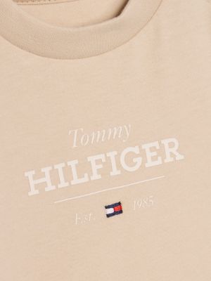 khaki 1985 collection longsleeve t-shirt voor baby's - tommy hilfiger