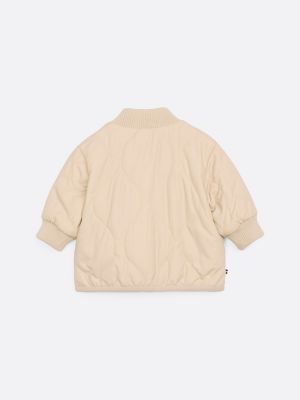 veste matelassée à col baseball beige pour nouveau-né tommy hilfiger