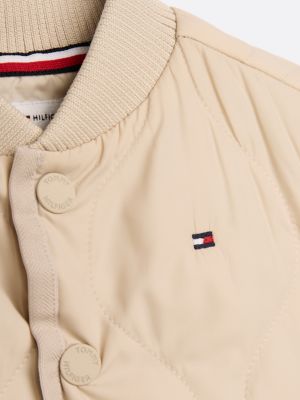 beige baseball collar quilted jacket for newborn tommy hilfiger