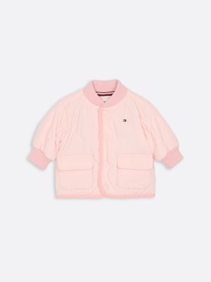 pink baseball collar quilted jacket for newborn tommy hilfiger