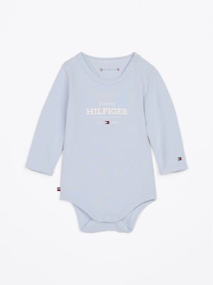 blue hilfiger monotype long sleeve bodysuit for newborn tommy hilfiger