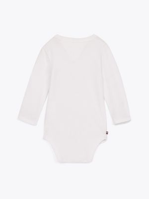 white hilfiger monotype long sleeve bodysuit for newborn tommy hilfiger