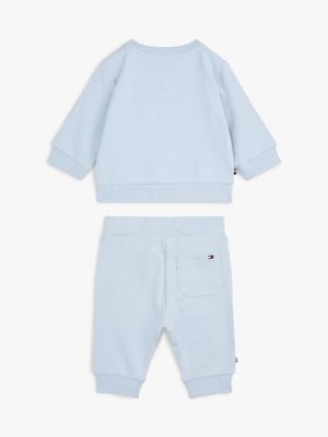 blue logo sweatshirt and joggers set for newborn tommy hilfiger