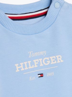 blue logo sweatshirt and joggers set for newborn tommy hilfiger