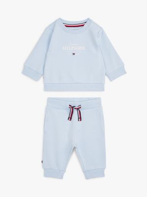 blue logo sweatshirt and joggers set for newborn tommy hilfiger