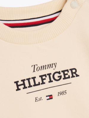 różowy komplet z bluzą i joggerami z logo dla noworodki - tommy hilfiger