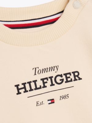 rosa set mit logo-sweatshirt und jogginghose für neugeborene - tommy hilfiger